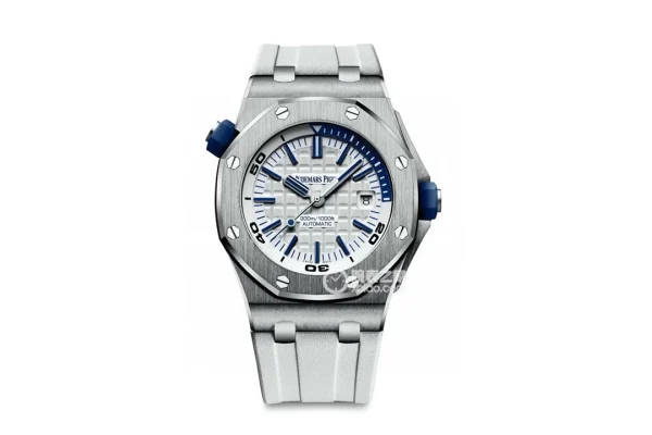 Audemars Piguet Royal Oak Offshore Silver Dial Blue Accents Automatic Men's Watch 42mm Stainless Steel Case with Rubber Strap