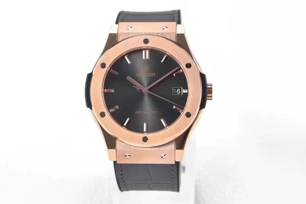Hublot Classic Fusion Rose Gold with Black Dial and Leather Strap Watch
