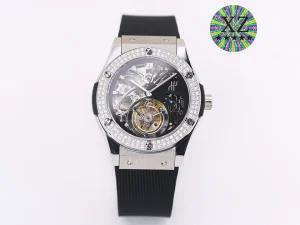 Hublot Classic Fusion Tourbillon Watch - 18K Rose Gold/Platinum, Black Rubber Strap, 45mm Case