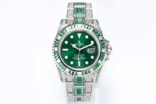 Rolex Custom Submariner Green Diamond Watch